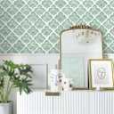 HeloHo Green Peel and Stick Wallpaper Floral Contact Paper Modern Self Adhesive Removable Boho Decorative Wallpaper for Cabinet Living Room Bathroom Decor Vinyl 17.3" X 118"