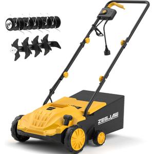ZEGJAW Electric Dethatcher and Scarifier 2-in-1, 13-inch 12Amp Lawn Dethatcher, 4-Position Depth Adjustment with 30L Collection Bag, Quick-Fold, Keeps Lawn Health for Garden & Yard