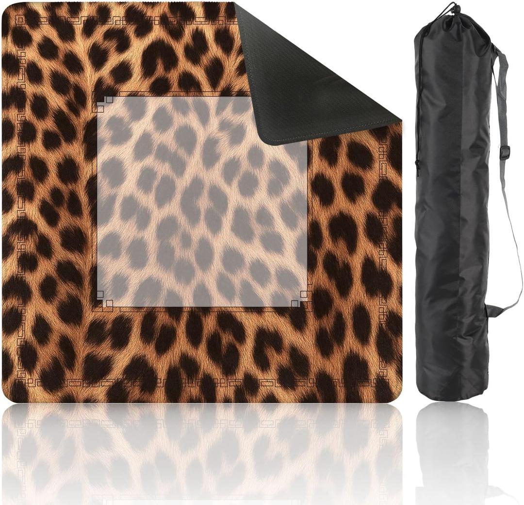 Mahjong Mat for Table Print simulates Elegant Leopard Skin its Distinct Spots Striking 31.5" x 31.5" Non-Slip Noise-Reducing Game Mat Premium Mahjong Accessories for Poker Dominoes Board Games (Multi 2-1)