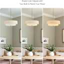 VONLUCE Modern Chandeliers, 18" Drum Chandeliers with 2-Layer Fabric Shade, 4-Light Pendant Light Fixture with E26 Bases, Light Fixture for Dining Room Bedroom Living Room, Linen Shade & Brass Finish