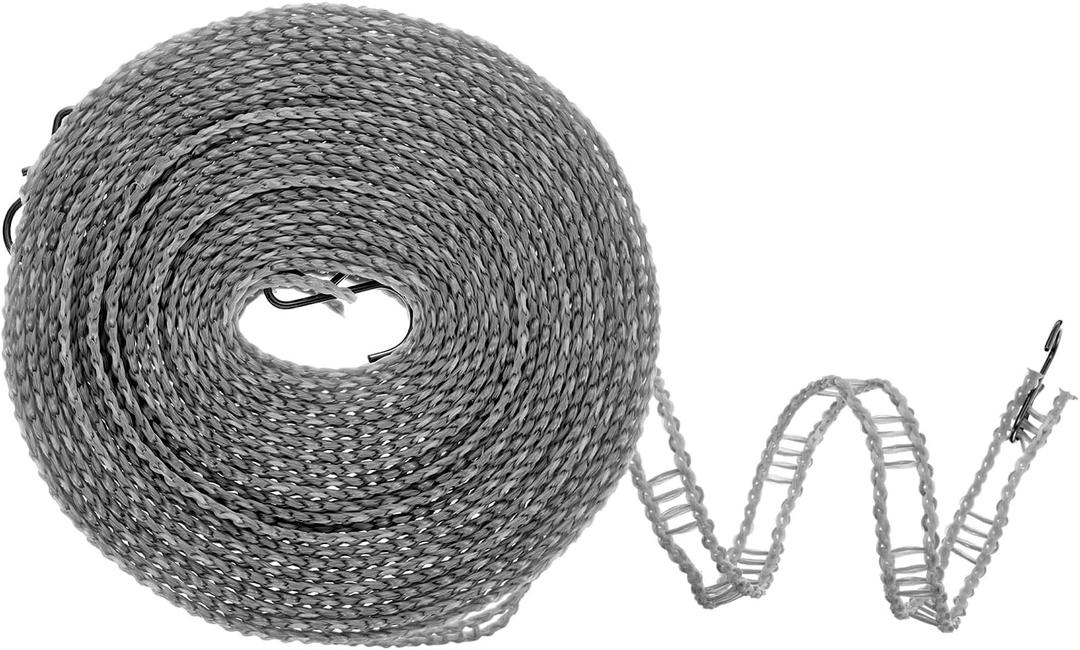 uxcell Windproof Clothesline, 8M 26ft Plastic Non-Slip Clothes Drying Rope Portable Travel Clothesline for Courtyard Outdoor Laundry Camping, Grey (Gray)