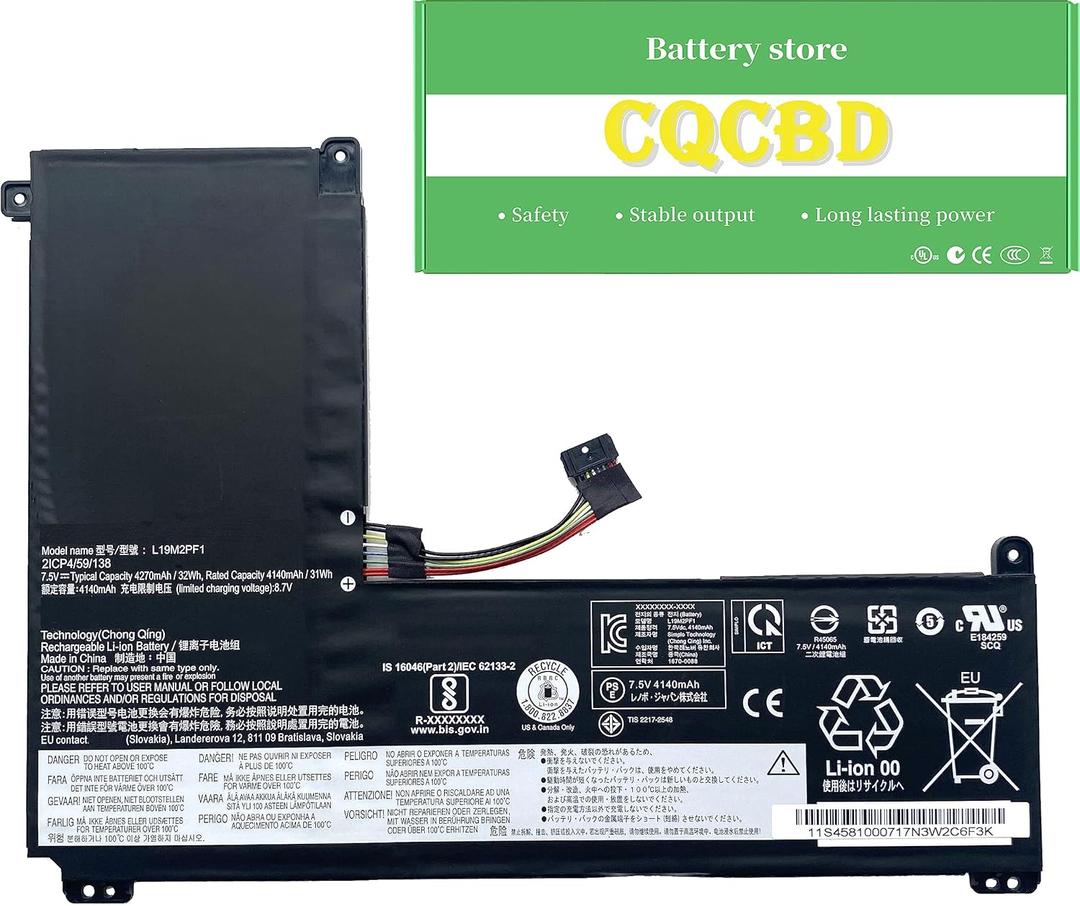 L19M2PF1 Laptop Battery for Lenovo S150 Intel 5 IdeaPad Slim 1-11IGL05 1-14IGL05 L19M2PF1 L19L2PF1 L19C2PF1 5B10W42963 5B10W42961 5B10W42964 5B10W429597.5V 32Wh/4270mAh
