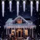 (New) Outdoor Icicle Lights, 16.2Ft 40 LED Twinkling Icicle String Lights, Connectable 40 Tubes Chrisitmas Lights, Waterproof Hanging Christmas Ornament Plug in for Wedding, New Year, Home Decor