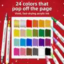 TEDECA 24 Colors Acrylic Paint Markers, Dual-Tip Acrylic Paint Pens for Fabric, Stone, Ceramic, Glass, Wood, Canvas, Metal, Rock Painting - Christmas Gift DIY Crafts Art Supplies, Fine and Dot Tip
