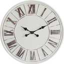 Large Farmhouse Wall Clock - 24 inch, Rustic White, Distressed Roman Numeral, Metal Face, Battery Operated, Modern Farmhouse Decorative Wall Clock for Living Room Decor