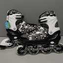 Kuxuan Boys Adjustable Inline Skates with Light up Wheels, Fun Illuminating Skates for Kids Girls Youth (X-Large(Adult 8-10 US), Black Came)