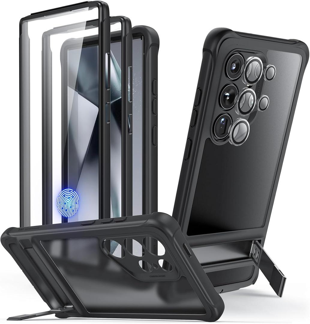 ESR for Samsung Galaxy S24 Ultra Armor Series Case, Full Body Protection Front Cover with Screen Protector and Extra Protective Front Frame, 3 Kickstand Modes, Military-Grade Protection, Black | 3 Kickstand Modes, Black