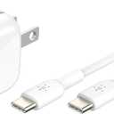 Belkin Compact Charger Block 30W - 1M USB-C to C Cable Included, USB-C PD Super Fast Charging - Samsung Galaxy S25, Apple iPhone 16, 15, 14, 13, iPad, Nintendo Switch 2, Google Pixel 10, etc. - White