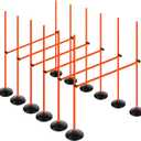 Orange Adjustable Height Agility Hurdle Set Multi-Function Soccer Trainning Pole Set Coaching Sticks with Rubber Base (4.9 FT)