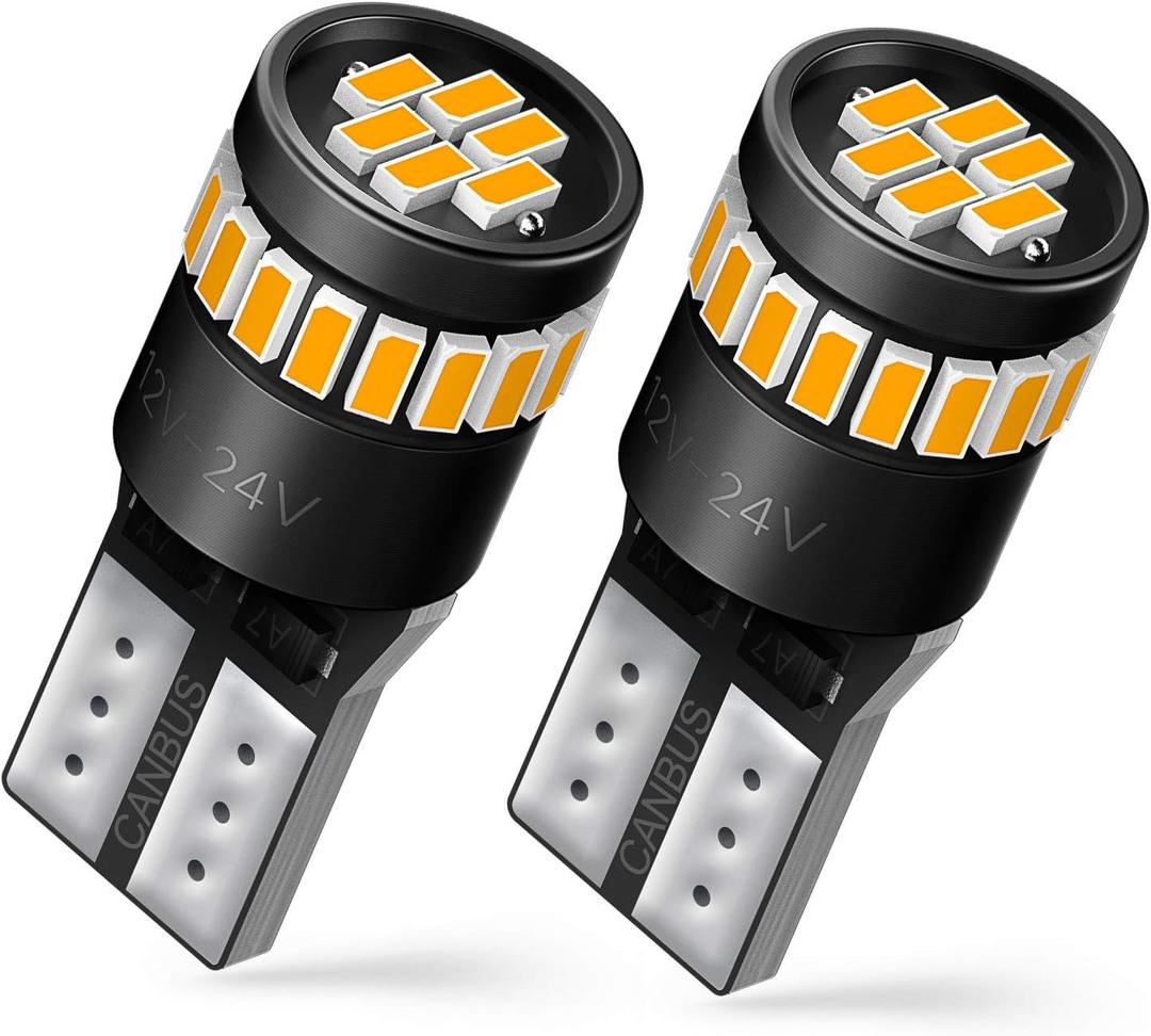 AUXITO 194 LED Bulb Amber Yellow 168 2825 W5W T10 Wedge 24-SMD 3014 Chipsets Replacement Bulbs for Car Dome Map License Plate Courtesy Step Lights (Pack of 2)