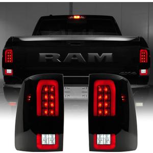 Upgrade LED Tail Lights Compatible with Dodge RAM 1500 2009-2018, Ram 2500 3500 2010-2018 Factory Halogen Taillight Models, Smoke Lens, 2PCS