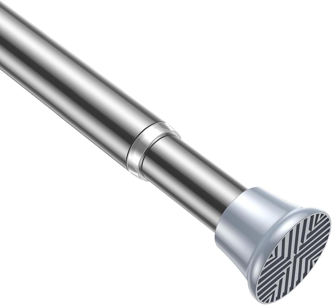 AIZESI Tension Rod 24 to 46 Inch, 1Pcs Silver Tension Rod Tension Curtain Rod, Spring Tension Rod No Drilling Adjustable Curtain Rod for Window Kit Chen Closet Doorway
