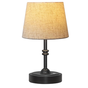 2 Beige Lamps,  Small Cordless Lamp, Battery Operated Table lamp Dimmable, 4000mAh Rechargeable, Touch Bedside Lamp with Beige Linen Shade