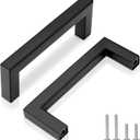 102mm (4") Center to Center Matte Black Stainless Steel Cabinet Handles 10 Pack - Kitchen Drawer Pulls & Dresser Knobs, Durable Cabinet Hardware