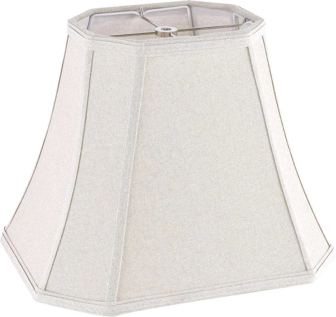GO&SO Square Cut Corner Lampshade, 8x14x11 Inch Medium Table Lamp Shade Beige, Natural Fabric Handcrafted, Easy Assembly Required (Single) Living Room Floor Lamp Shades Replacement,Modern