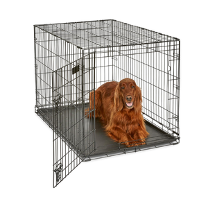 MidWest Homes for Pets 42-Inch iCrate for Large Breeds, 71-90 lbs, Single Door Folding Dog Crate with Divider Panel, Leak-Proof Tray & Secure Latch, Portable, Durable & Easy to Assemble