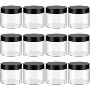 TUZAZO 6 Oz Plastic Container Jars with Lids BPA Free, Empty Round Clear Cosmetic Containers Plastic Slime Jars for Lotion, Cream, Ointments, Body Butter, Makeup, Travel Storage (12 Pack)