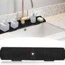 30 Inch Sink Splash Guard,Longer Silicone Sink Mat for Kitchen Bathroom,Kitchen Faucet,Silicone Sink Faucet Mat Splash Guard, Drip Protector Splash Countertop (Black)