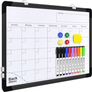 Small Monthly Calendar Dry Erase Whiteboard for Wall, 16in x 12in Magnetic Dry Erase Board, Hanging Double-Sided White Board, Portable Board for Drawing, Kitchen, Planning, Memo, School, Home, Office
