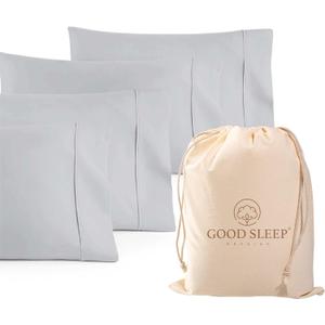 Set of 4 Pillow Cases Queen Standard,800 TC 100% Egyptian Cotton, Great for Hair & Skin Care, Silky Soft Sateen Weave Pillow Covers for Bed Pillow, Improves Sleep Quality, 4" Hem Pillowcases, Light Gray