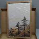 Framed Mountain Landscape Wall Art Set of 3 - Canvas Prints with Real Wood Frame Foggy Pine Tree Misty Forest Painting Nature Picture Wall Decor for Living Room Bedroom Office 16x24 Inches