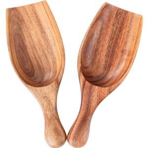 Big Coffee Scoop Shovel, 2pcs Large Ground Coffee Scoop, Wooden Bean Salt Spoons, Wood Serving Spoons for Beans Powder Sugar from Big Jars Canisters, Multifunctional Kitchen Scoop (6.3inch Big Acacia 2Pcs)