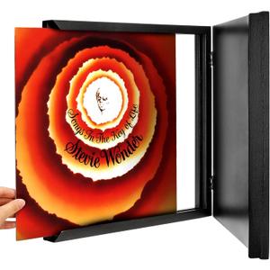 ONE WALL 12 x 12 Inch Vinyl Record Frame for Play & Display Album, Solid Wood Front-Opening Frame Mount LP Covers with Clear Acrylic, Black