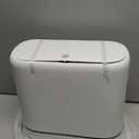 3 Gallon Slim Small Bathroom Trash Can with Lid, White Dog Proof Garbage Can with Air-Press Bag Expander & Removable Bucket, Narrow Bathroom Waste Basket for Bedroom, Office, Dorm