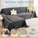 Deep Dream Sectional Couch Covers, 2 Pieces 100% Waterproof L Shaped Sofa Cover, Non Slip Couch Cover for Dogs Cats Washable, Pet Friendly Sofa Slipcovers Furniture Protector (XX-Large, Dark Grey)