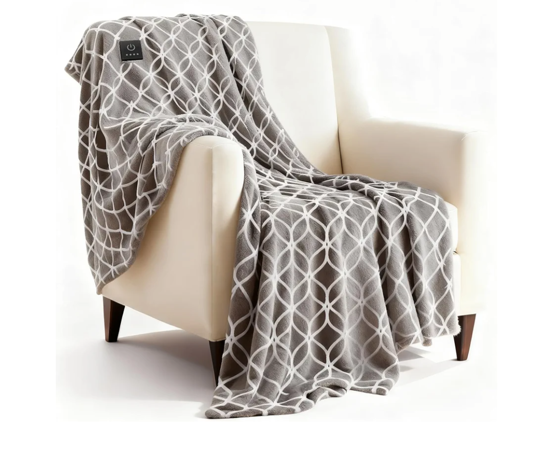 Heated Blanket Electric Throw Blanket with Built-in Button Controller 50"x60" One-Touch Ultra Cozy Soft Warm Heating Electric Blanket with 4 Heat Levels & 4 Hours Auto-Off Overheat Protection