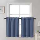 Gwine Denim Blue Blackout Curtains 30 Inch Length, Short Kitchen Curtains for Bedroom Bathroom Basement, Light Blocking Half Window Tier Window Treatments Rod Pocket, 2 PCS, Each 30" Wx30 L