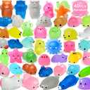 40Pcs Mochi Squishys Toys Mini Squishies 2nd Generation Glitter Animal Squishies Party Favors for Kids Adults Stress Relief Toy Treasure Box Prize Classroom Valentine Prizes Easter Egg Fillers