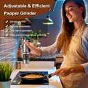 Electric Salt and Pepper Grinder Set 6 Levels Adjustable Coarseness Refillable Stainless Steel Auto Salt and Pepper Grinder Mill Usb Rechargeable with Lights (2 pack, Silver)