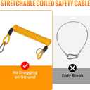 2 x MECMO 4ft Breakaway Trailer Cable Trailer Brake Safety Cable Heavy Duty Stainless Steel Spring Towing Coiled Wire, Replacement Trailer Break Away Switch Safety Lanyard for RV Trailer Emergency Camper