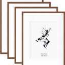 Yaetm 16x20 Picture Frame Matted to 11x14 Set of 4, Walnut Brown, Solid Wood 16x20 Frame for Photos, Posters & Art Prints, Horizontal and Vertical Wall Mount (4 pack, Walnut)