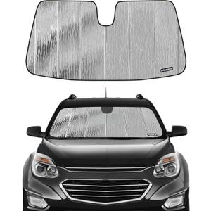 Windshield Sun Shade for Chevy Equinox 2010-2017,for GMC Terrain 2010-2017,Front Window Sunshade Shield,2-in-1 Reflective Sun Shade,Silver for Summer, Black for Winter