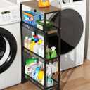 TIPGO Utility Slim Storage Cart, 4 Tier Rolling Cart with Wheels, Narrow Storage Cabinet for Bathroom, Laundry Shelves for Room Organization, Small Organizer for Kitchen, Office and Dorm (Black)