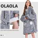 OLAOLA Wearable Blanket Hoodie, Oversized Soft Cozy Sherpa Hooded Blanket Adult, Plush Game Controller Blanket Sweatshirt with Eye Mask and Giant Pocket for Women Men (Gray) One Size