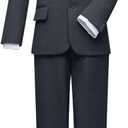 Visaccy Boys Suits Slim Fit Dress Clothes Ring Bearer Outfit (14 Years, Dark Gray)