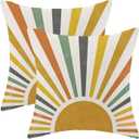 Summer Sunshine Pillow Covers 18x18 Set of 2, Classic Summertime Throw Pillowcase Colorful Sunshine Summer Holiday Farmhouse Outdoor Cushion Cover for Sofa Couch Bed Living Room Decor (Sun1)