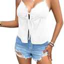 Women's Sexy Lace Spaghetti Strap Y2k Vests Tie Split Front Tank Backless Halter Crop Tops S