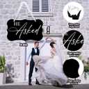 2 x 2 Pcs Acrylic Wedding Sign, Ring Bearer Sign, Rustic Wedding Decor Signs, Acrylic Wall Art With Ribbon for Chairs Weddings Decor and Event Party - He Asked She Said About Damn Time (Black)