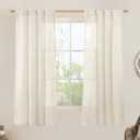 LAMIT Natural Semi Sheer Linen Curtains, Cream Ivory Light Filtering Panels Back Tab and Rod Pocket Neutral Drapes for Bedroom/Living Room, Natural, 2 Panels, 34 x 60 Inch