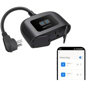 EIGHTREE Outdoor Smart Plug Waterproof IP44, Smart Outlet Plug with 2 Independently Controlled Outlets, Compatible with Alexa and Google Assistant, Voice & Remote Control, Timer&Schedule, 2.4GHz Only
