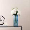 Blue Glass Vase, Glass Flower Vase, Ribbed Glass Vases, Blue Vase, Tall Cylinder Vases for Centerpieces, Living Room, Bedroom, Dining Table, Office, Wedding, Bookshelf Decoration, 12 Inches