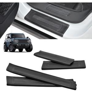 4PCS Door Sill Guards for Bronco 2021-2023, KEWISAUTO TPE Door Sill Protector Anti Scratch Door Sill Guards for Ford Bronco 2021 2022 2023 Accessories (Not for Bronco Sport)