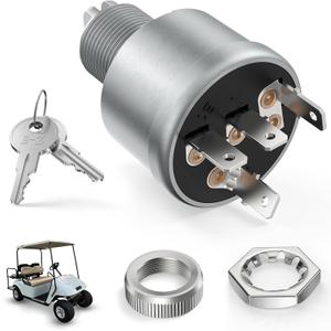 Panglong Golf Cart TXT Ignition Switch -4 Terminal, EZGO TXT Key Switch, Suitable for 1981-up EZGO TXT, Medalist, Workhorse, ST, Shuttle, and Marathon; OEM #33639-G01