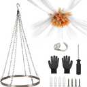 HOMAR 12inch Ceiling Drapes Hanging Kit, Silver Metal Ceiling Canopy Hoop Hardware Kit, for Wedding Party Ceiling Hanging Fabric Indoor Outdoor Decoration Round