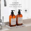 FINESSY Amber Hand Dish Soap Dispenser for Kitchen Countertop and Bathroom with Tray Set for Refillable Liquid Detergent Dishwasher and Lotion Bottles, Farmhouse Kitchen Soap Dispenser Set with Pump