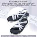 MEGNYA Women's Comfortable Walking Sandals with Arch Support, Athletic Hiking Sandals with Handmade Straps, Outdoor Soft Water Sandals for Beach Poolside Travel Camping (8.5, W24-white)